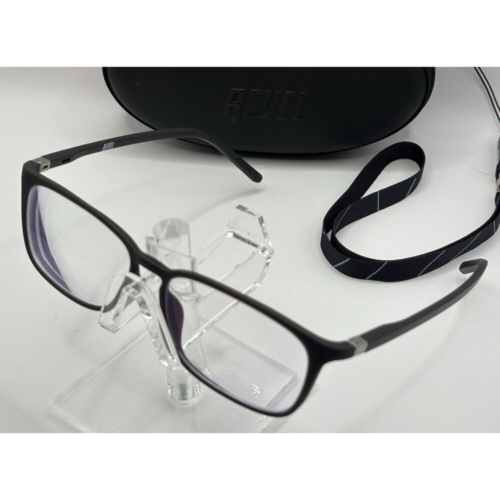 REVEL Eyeglasses 55-15-145 Matte Black Frame w/ Case & Cloth Rectangle
